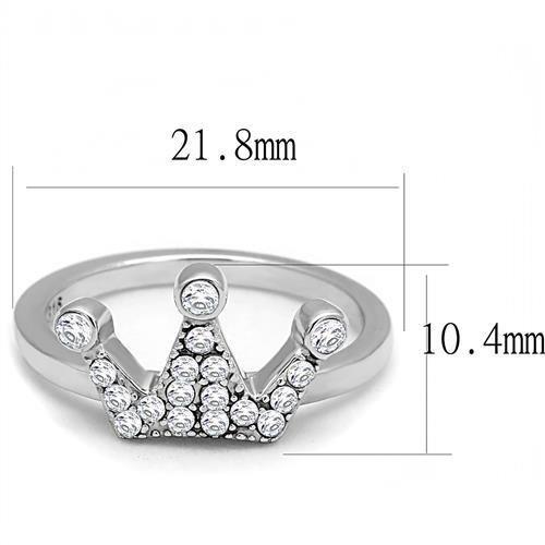 TK3024 - High polished (no plating) Stainless Steel Ring with AAA Grade CZ  in Clear - Joyeria Lady