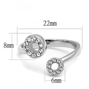 TK3025 - High polished (no plating) Stainless Steel Ring with Top Grade Crystal  in Clear