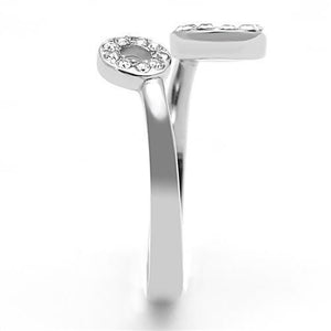 TK3025 - High polished (no plating) Stainless Steel Ring with Top Grade Crystal  in Clear