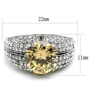 TK3031 - High polished (no plating) Stainless Steel Ring with AAA Grade CZ  in Champagne