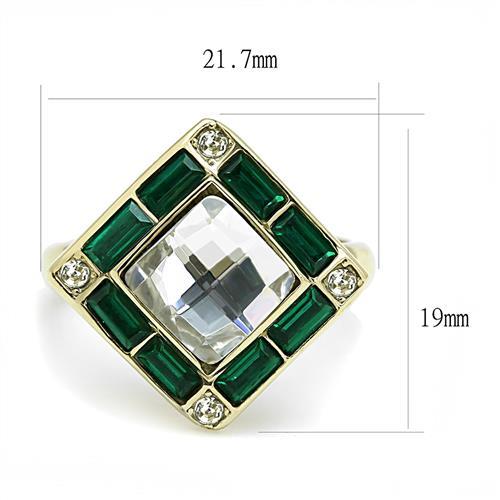 TK3036 - IP Gold(Ion Plating) Stainless Steel Ring with Synthetic Synthetic Glass in Clear - Joyeria Lady
