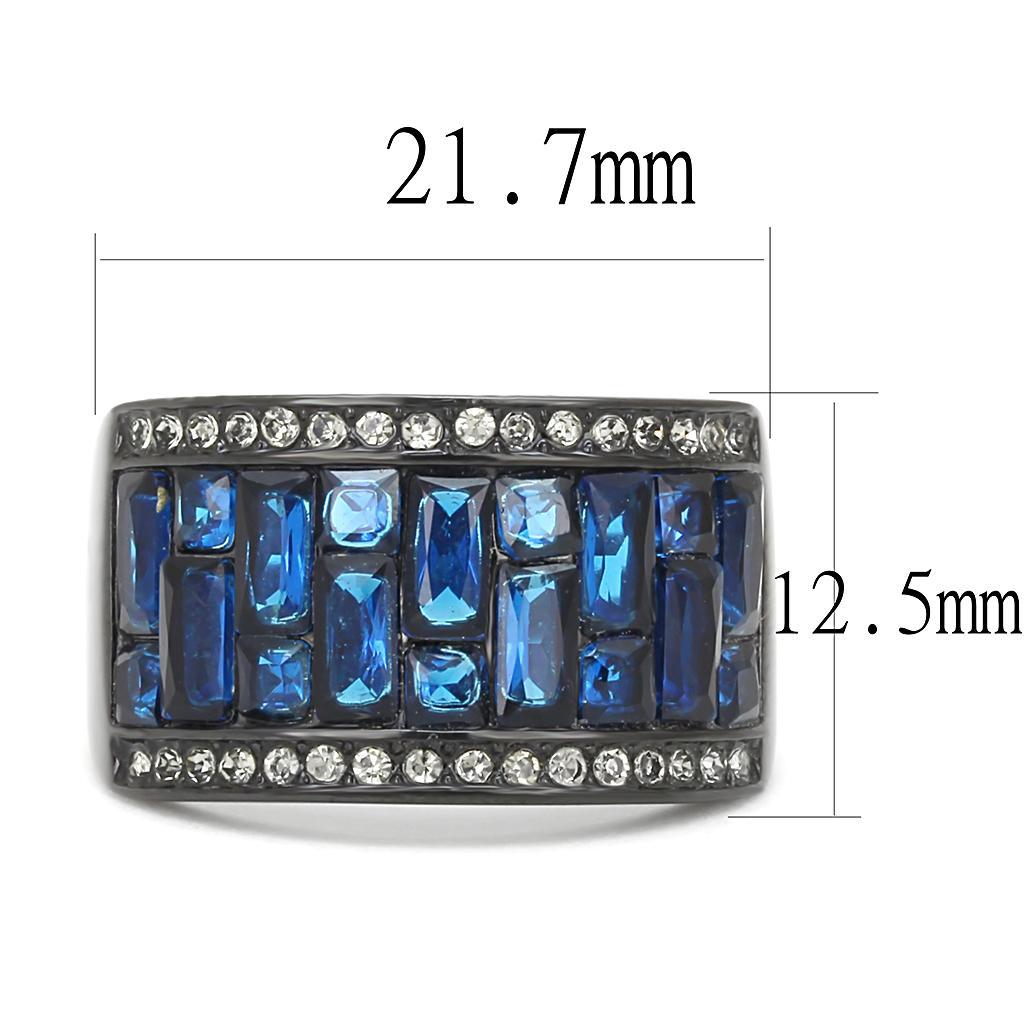 TK3058 - IP Black(Ion Plating) Stainless Steel Ring with Synthetic Synthetic Glass in Montana - Joyeria Lady
