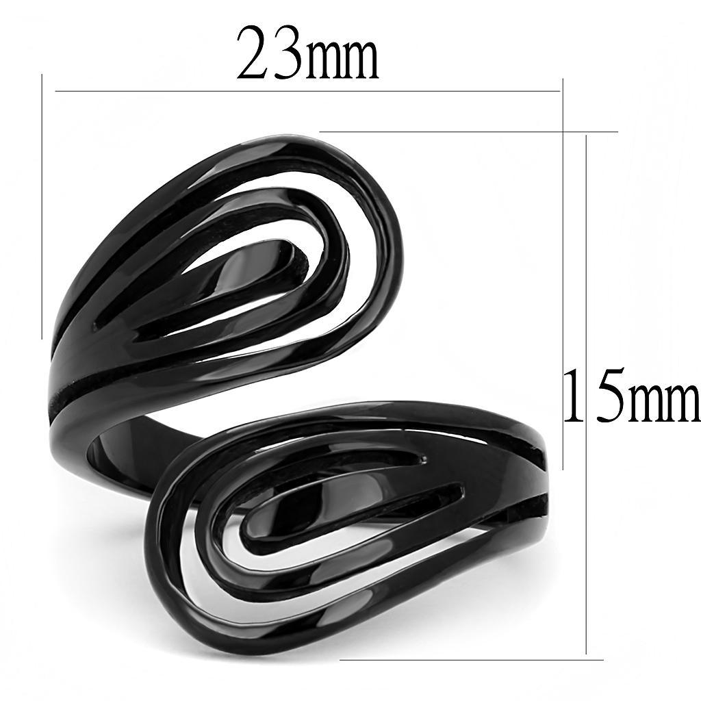 TK3059 - IP Black(Ion Plating) Stainless Steel Ring with No Stone - Joyeria Lady