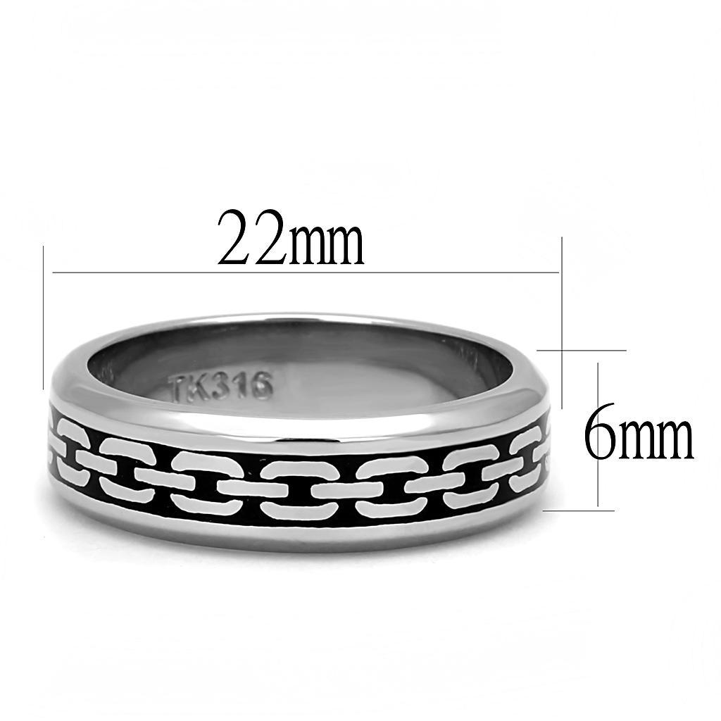 TK3061 - High polished (no plating) Stainless Steel Ring with Epoxy  in Jet - Joyeria Lady