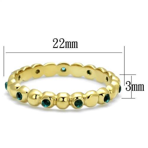 TK3086 - IP Gold(Ion Plating) Stainless Steel Ring with Synthetic Synthetic Glass in Montana - Joyeria Lady