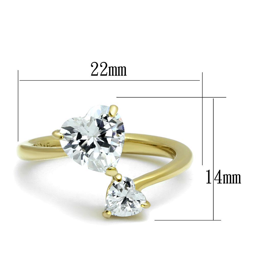 TK3093 - IP Gold(Ion Plating) Stainless Steel Ring with AAA Grade CZ  in Clear - Joyeria Lady