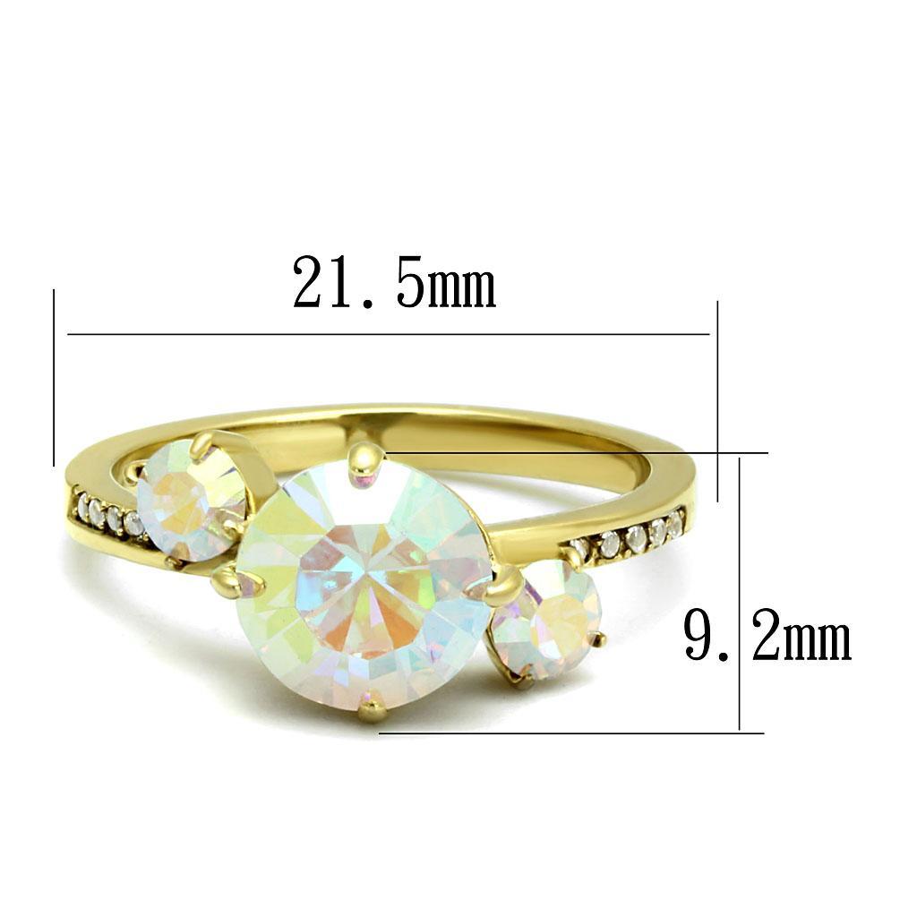 TK3095 - IP Gold(Ion Plating) Stainless Steel Ring with Top Grade Crystal  in Multi Color - Joyeria Lady