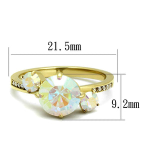 TK3095 - IP Gold(Ion Plating) Stainless Steel Ring with Top Grade Crystal  in Multi Color