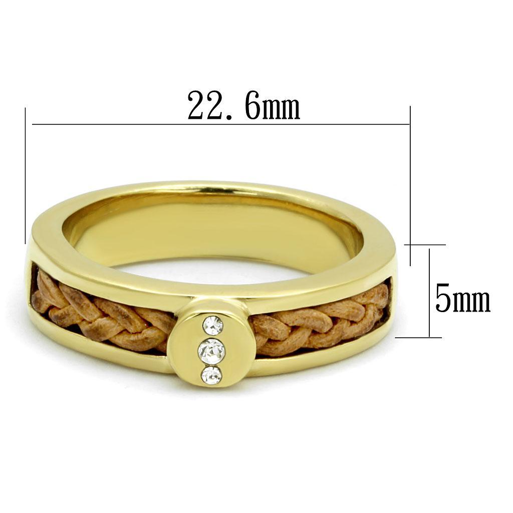 TK3096 - IP Gold(Ion Plating) Stainless Steel Ring with Top Grade Crystal  in Clear - Joyeria Lady