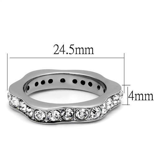 TK3106 - High polished (no plating) Stainless Steel Ring with Top Grade Crystal  in Clear - Joyeria Lady