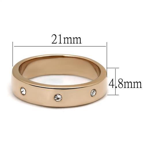 TK3107 - IP Rose Gold(Ion Plating) Stainless Steel Ring with Top Grade Crystal  in Clear - Joyeria Lady