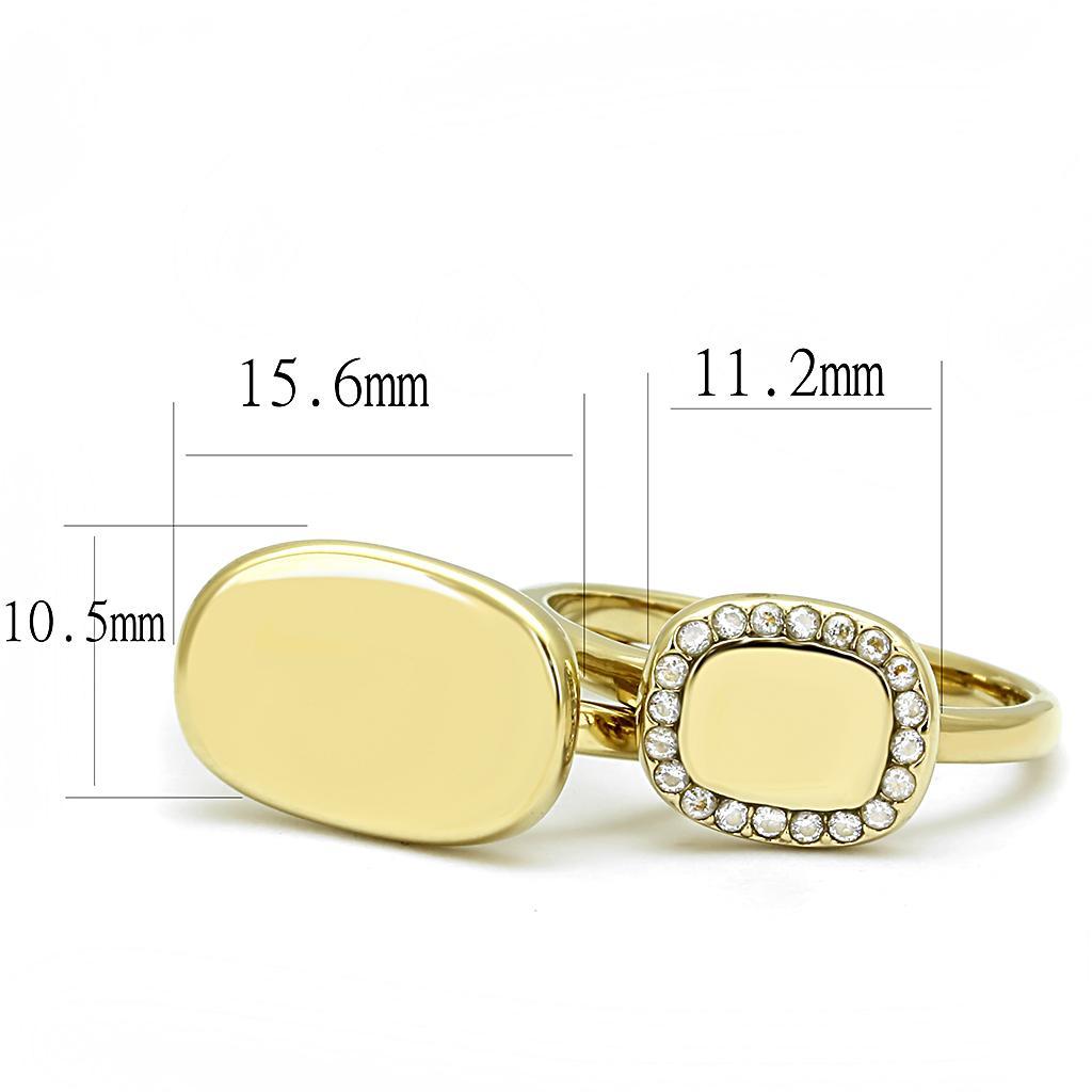 TK3121 - IP Gold(Ion Plating) Stainless Steel Ring with AAA Grade CZ  in Clear - Joyeria Lady