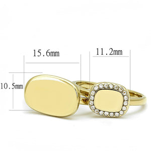 TK3121 - IP Gold(Ion Plating) Stainless Steel Ring with AAA Grade CZ  in Clear