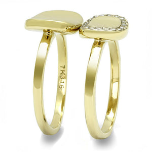 TK3121 - IP Gold(Ion Plating) Stainless Steel Ring with AAA Grade CZ  in Clear