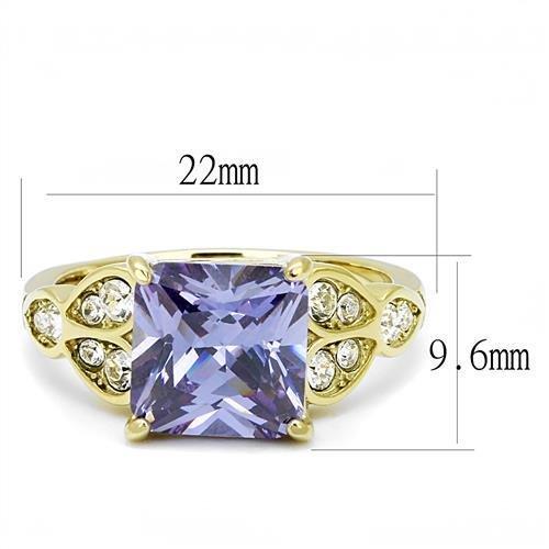 TK3125 - IP Gold(Ion Plating) Stainless Steel Ring with AAA Grade CZ  in Light Amethyst - Joyeria Lady