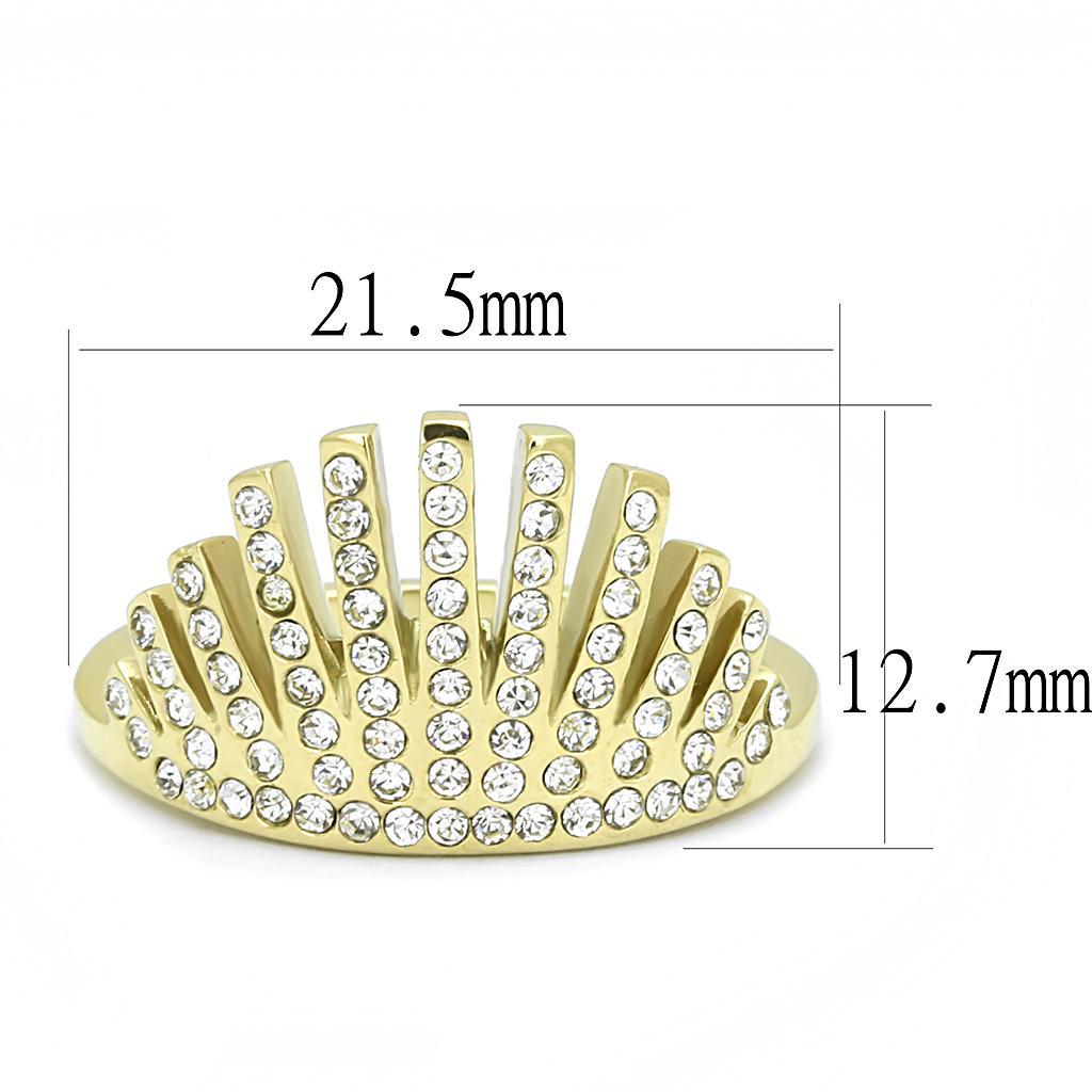 TK3128 - IP Gold(Ion Plating) Stainless Steel Ring with Top Grade Crystal  in Clear - Joyeria Lady