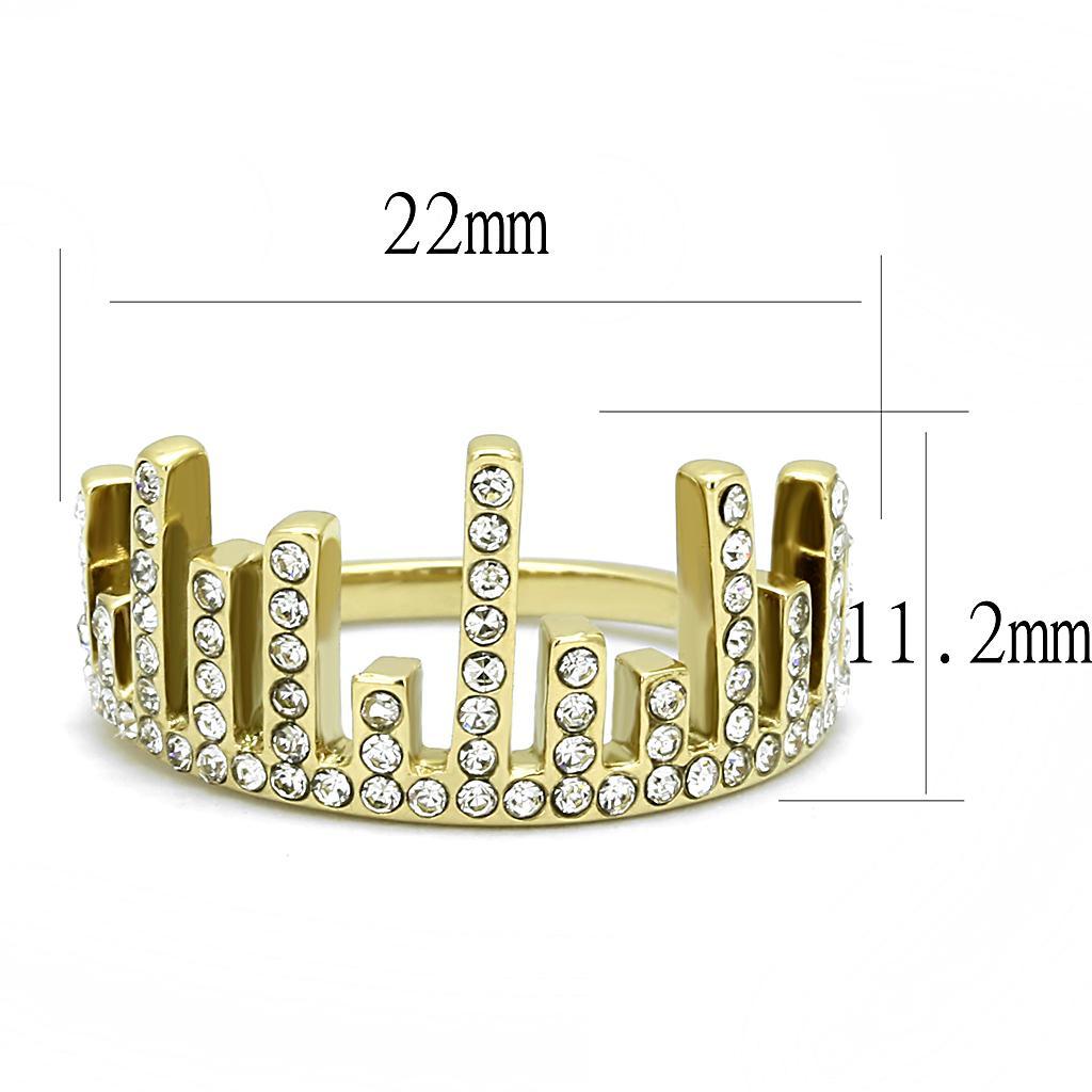 TK3129 - IP Gold(Ion Plating) Stainless Steel Ring with Top Grade Crystal  in Clear - Joyeria Lady