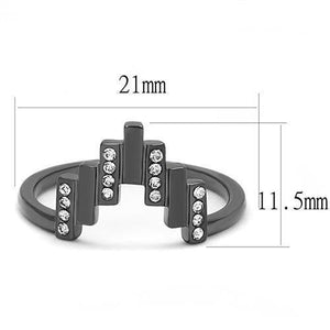 TK3135 - IP Light Black  (IP Gun) Stainless Steel Ring with Top Grade Crystal  in Clear