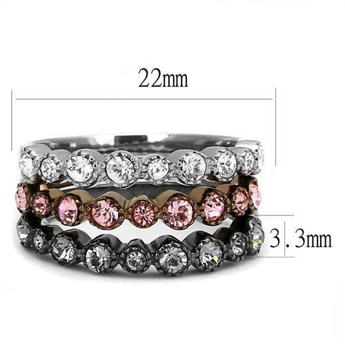 TK3136 - IP Light Black & IP Light coffee Stainless Steel Ring with Top Grade Crystal  in Multi Color - Joyeria Lady