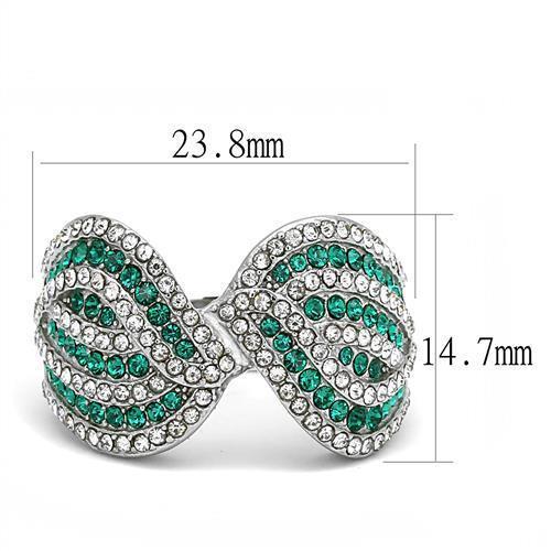 TK3142 - High polished (no plating) Stainless Steel Ring with Top Grade Crystal  in Emerald - Joyeria Lady