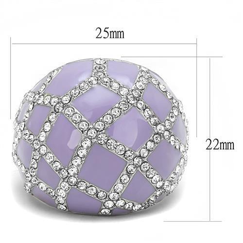 TK3143 - High polished (no plating) Stainless Steel Ring with Top Grade Crystal  in Clear - Joyeria Lady