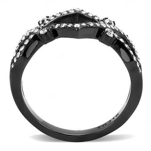TK3165 - IP Black(Ion Plating) Stainless Steel Ring with AAA Grade CZ  in Clear