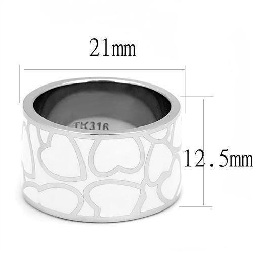 TK3172 - High polished (no plating) Stainless Steel Ring with Epoxy  in White - Joyeria Lady