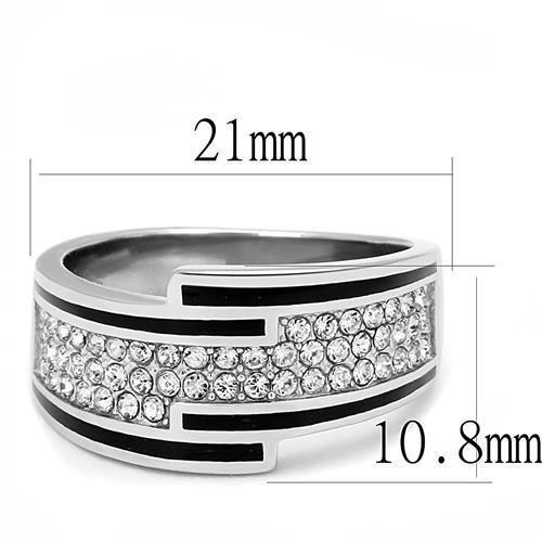TK3174 - High polished (no plating) Stainless Steel Ring with Top Grade Crystal  in Clear - Joyeria Lady