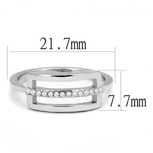 TK3177 - High polished (no plating) Stainless Steel Ring with AAA Grade CZ  in Clear - Joyeria Lady