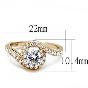 TK3178 - IP Rose Gold(Ion Plating) Stainless Steel Ring with AAA Grade CZ  in Clear
