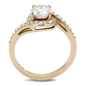 TK3178 - IP Rose Gold(Ion Plating) Stainless Steel Ring with AAA Grade CZ  in Clear
