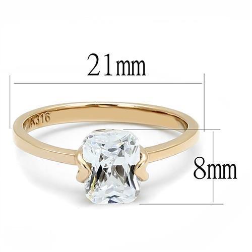 TK3179 - IP Rose Gold(Ion Plating) Stainless Steel Ring with AAA Grade CZ  in Clear - Joyeria Lady