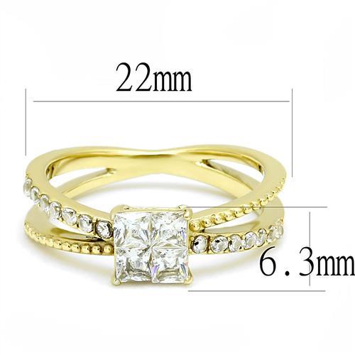 TK3181 - IP Gold(Ion Plating) Stainless Steel Ring with AAA Grade CZ  in Clear - Joyeria Lady