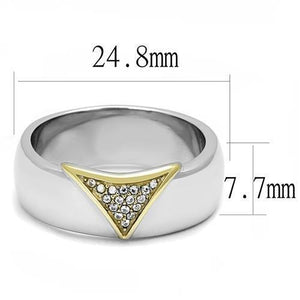 TK3187 Two-Tone IP Gold (Ion Plating) Stainless Steel Ring with AAA Grade CZ in Clear