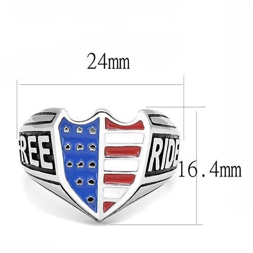 TK3192 High polished (no plating) Stainless Steel Ring with Epoxy in Multi Color - Joyeria Lady