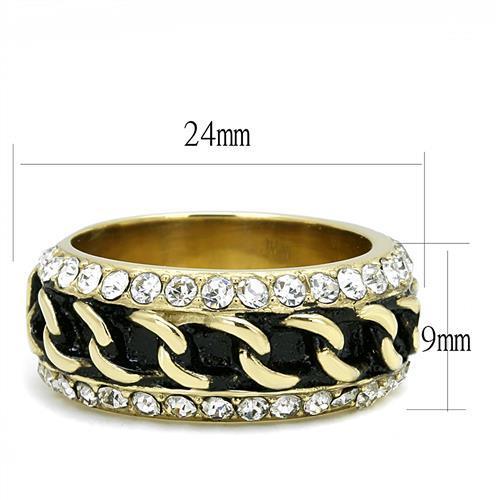 TK3196 - IP Gold(Ion Plating) Stainless Steel Ring with Top Grade Crystal  in Clear - Joyeria Lady