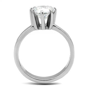 TK3208 - High polished (no plating) Stainless Steel Ring with AAA Grade CZ  in Clear