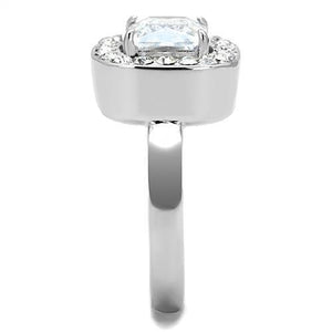 TK3209 - High polished (no plating) Stainless Steel Ring with AAA Grade CZ  in Clear