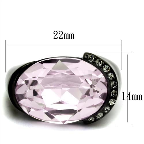 TK3213 - IP Black(Ion Plating) Stainless Steel Ring with Top Grade Crystal  in Light Amethyst - Joyeria Lady