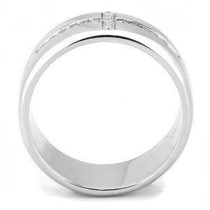 TK3225 High polished (no plating) Stainless Steel Ring with AAA Grade CZ in Clear