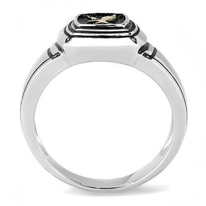 TK3226 Two-Tone IP Gold (Ion Plating) Stainless Steel Ring with Epoxy in Jet