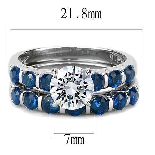 TK3235 - High polished (no plating) Stainless Steel Ring with AAA Grade CZ  in Clear - Joyeria Lady