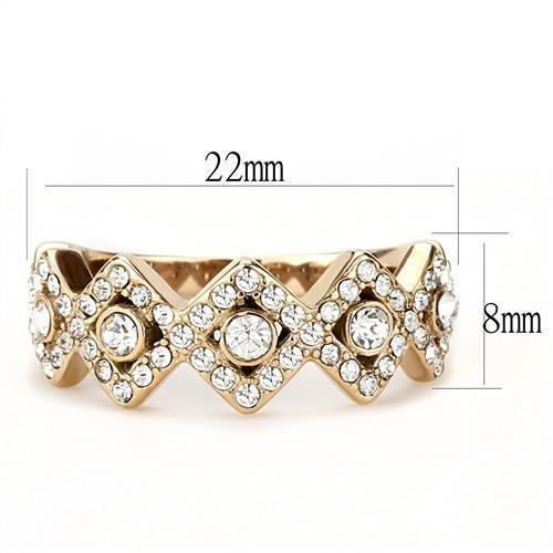 TK3237 - IP Rose Gold(Ion Plating) Stainless Steel Ring with Top Grade Crystal  in Clear - Joyeria Lady