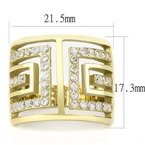 TK3238 - IP Gold(Ion Plating) Stainless Steel Ring with AAA Grade CZ  in Clear - Joyeria Lady