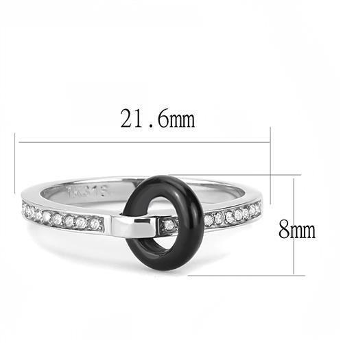 TK3241 - High polished (no plating) Stainless Steel Ring with Top Grade Crystal  in Clear - Joyeria Lady