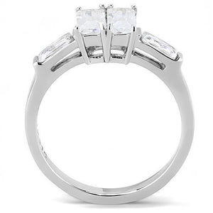 TK3244 - High polished (no plating) Stainless Steel Ring with AAA Grade CZ  in Clear
