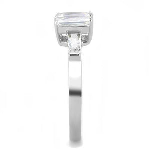 TK3244 - High polished (no plating) Stainless Steel Ring with AAA Grade CZ  in Clear