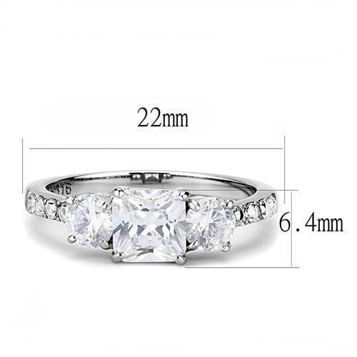 TK3246 - High polished (no plating) Stainless Steel Ring with AAA Grade CZ  in Clear - Joyeria Lady