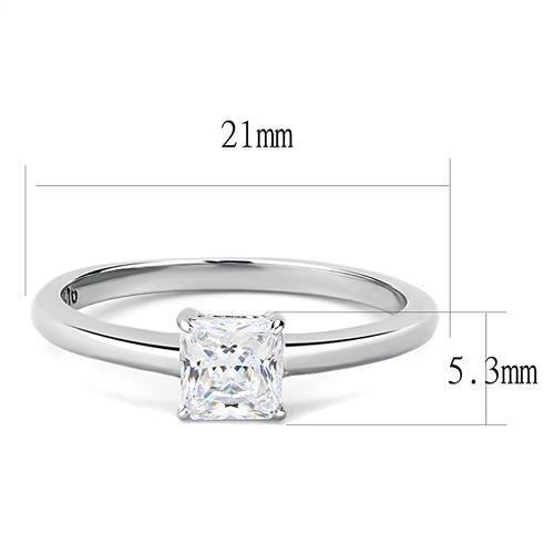 TK3250 - High polished (no plating) Stainless Steel Ring with AAA Grade CZ  in Clear - Joyeria Lady