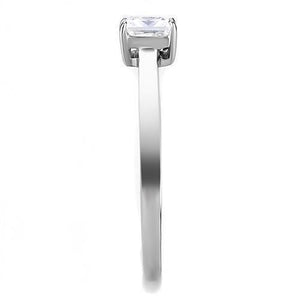 TK3250 - High polished (no plating) Stainless Steel Ring with AAA Grade CZ  in Clear